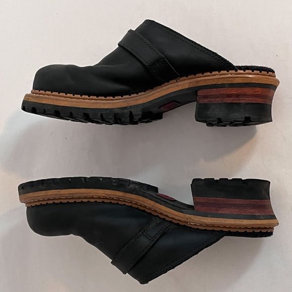 Georgia Logger Women's Clogs Black Size 8 Leather Slip On Slides Mule - Picture 6 of 9